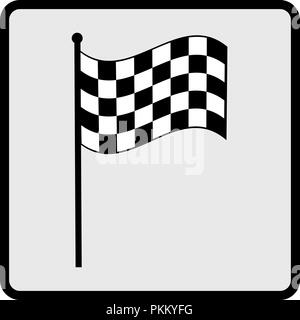 Crossed waving black and white checkered flags logo conceptual of motor sport, isolated on white Stock Vector