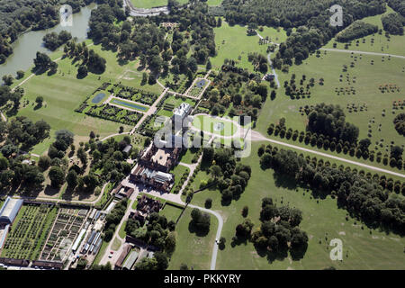 aerial view of Eaton Hall, part of the Grosvenor Estate, near Chester, Cheshire Stock Photo