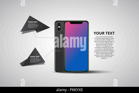 New version of black  smartphone similar Stock Vector
