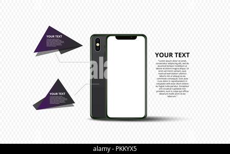 New version of black slim smartphone similar Stock Vector