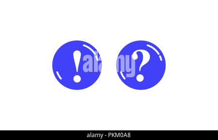 Two round blue buttons with question marks and exclamation marks Stock Vector