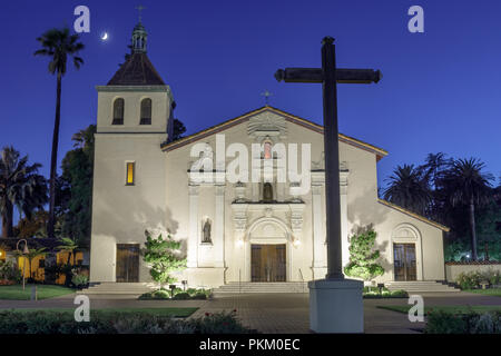 Santa Clara, California - September 13, 2018: Exterior of Church of Mission Santa Clara de Asis. Stock Photo