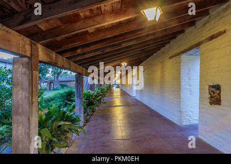 Santa Clara, California - September 13, 2018: Exterior Corridor at Mission Santa Clara de Asis. Stock Photo