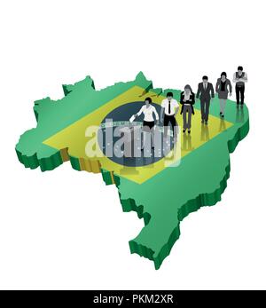 Brazilian citizen voting for Brazil referendum over an 3D Map. All the objects, shadows and background are in different layers. Stock Vector