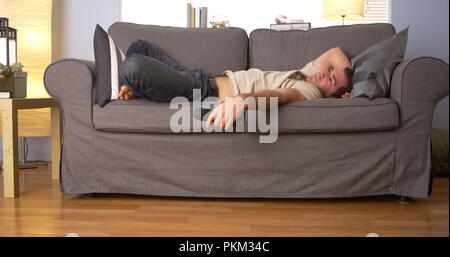 Man having trouble sleeping Stock Photo