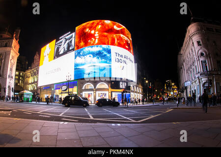 Picadilly Circus by Night in London Stock Photo
