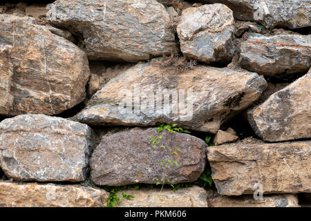 Dry stone walls in Sort in the Spanish Pyrenees. Stock Photo