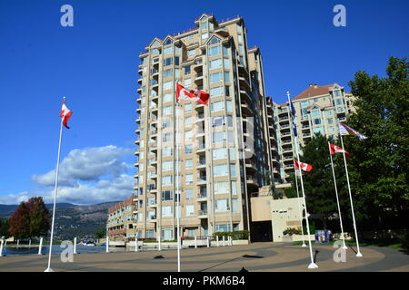 High end real estate in Kelowna BC,  Canada. Luxury condo living on the lake in Kelowna in the Okanagan Valley. Stock Photo