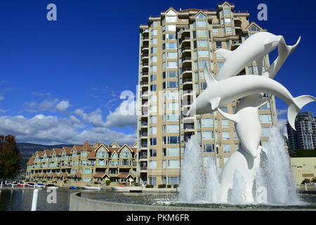 High end real estate in Kelowna BC,Canada. Luxury condo living on the lake in Kelowna in the Okanagan Valley. Stock Photo