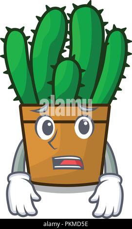 Afraid spurge cactus plant isolated on mascot Stock Vector