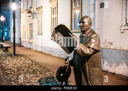 Parnu, Estonia - December 14, 2017: Statue Of Johann Voldemar Jannsen, One Of The Fathers Of Independence Movement In Estonia. This memorial to Jannse Stock Photo