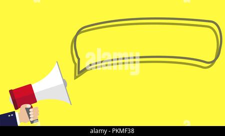 Human Hand Holding Megaphone With Blank Bubble Speech Stock Vector
