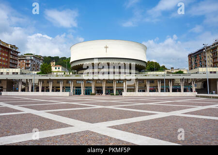 La Spezia / Liguria / Italy - May 2018 : Cathedral of Christ King - Cattedrale di Cristo Re across the Piazza Europa La Spezia Italy Stock Photo