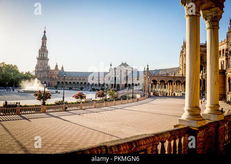 Spain, Seville, Europe,  VIEW OF HISTORIC BUILDING AGAINST SKY in Plaza de Espana Stock Photo