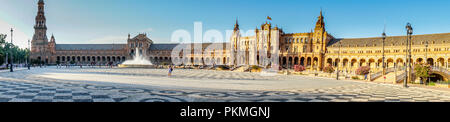 Spain, Seville, Europe,  BUILDINGS IN CITY AGAINST CLEAR SKY in Plaza de Espana, panorama Stock Photo