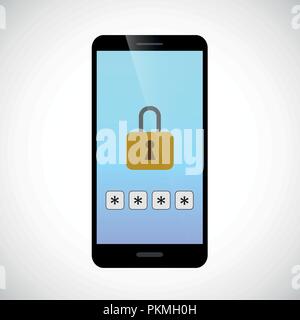 lock password protected smartphone pin code vector illustration EPS10 Stock Vector