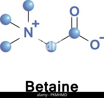 A betaine is any neutral chemical compound with a positively charged cationic functional group quaternary ammonium and with a negatively charged funct Stock Vector