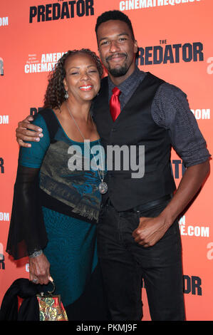 Brian A. Prince and his mother attending 'The Predator' special screening at the Egyptian Theatre on September 12, 2018 in Los Angeles, California. Stock Photo