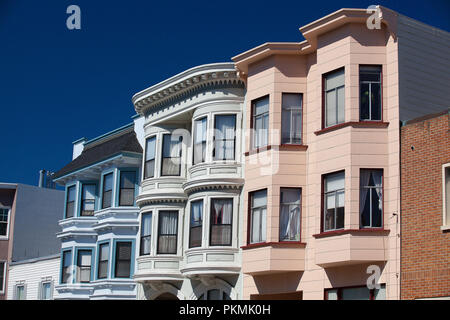 San Francisco, CA, USA - July 18,2011: Painted Ladies, Victorian homes at Alamo Square. One of the most photographed locations in San Francisco, Alamo Stock Photo
