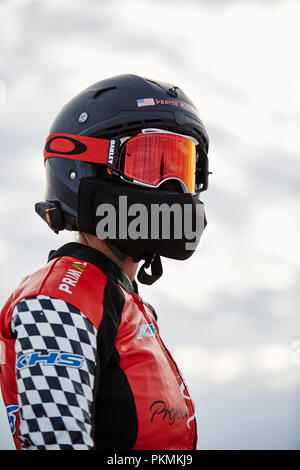 Bonneville, Utah, USA. 13th Sep, 2018. Denise Mueller Korenek attempts to break the Cycling World Land Speed Record; Denise Mueller ready for action Credit: Action Plus Sports/Alamy Live News Stock Photo