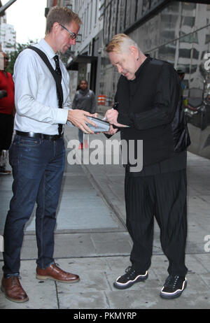 New York, NY, USA. 14th Sep, 2018. John Lydon aka Johnny Rotten seen after an appearance on Good Day NY promoting his new documentary, 'The Public Image Is Rotten' on September 14, 2018 in New York City. Credit: Rw/Media Punch/Alamy Live News Stock Photo