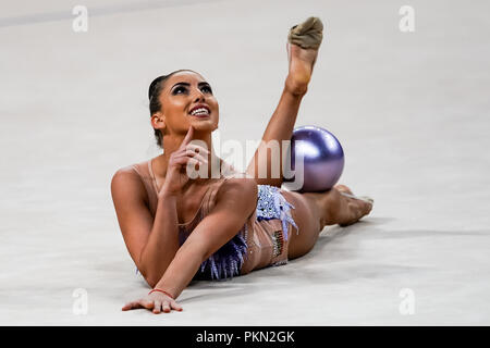 September 14, 2018: Katrin Taseva of Â Bulgaria during Individual All-Around Final at the Arena Armeec in Sofia at the 36th FIG Rhythmic Gymnastics World Championships. Ulrik Pedersen/CSM Stock Photo