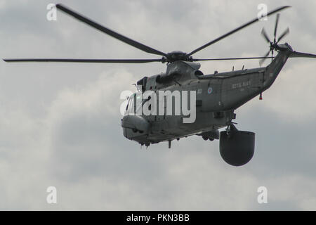 FILE IMAGE The Royal Navy Sea King ASaC MK 7 are to make a final flypast over the South West of England on the 18th September 2018 to Mark the end of forty nine years of service with the Fleet Air Arm 849 NAS have flown the Air Bourne Early Warning version of the Sea King since 1982 Here the picture shows in aircraft from HMS INvincible in 2003 Stock Photo