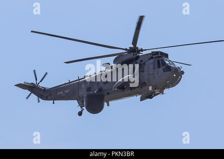 FILE IMAGE The Royal Navy Sea King ASaC MK 7 are to make a final flypast over the South West of England on the 18th September 2018 to Mark the end of forty nine years of service with the Fleet Air Arm 849NAS have flown the Air Bourne Early Warning version of the Sea King since 1982 Here is one of the final SEa Kings at RNAS Yeovilton during its Final Flyning Display at AIr Day/ Stock Photo