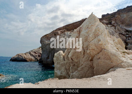Milos,Greece, Cyclades Islands,09/13/2012: the white rock of Firopotamos Stock Photo