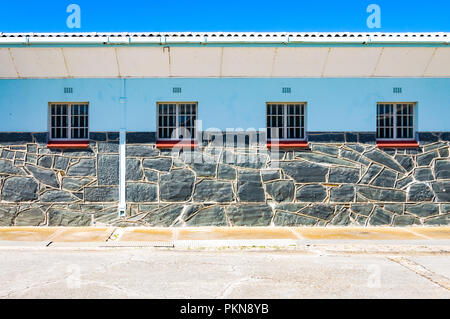 The outside of a prison block on Robben Island (Robbeneiland), South Africa, the prison of Nelson Mandela Stock Photo