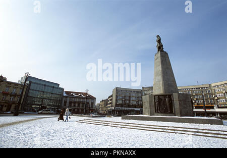 Monument to Polish 18th century Polish patriot hero General Tadeusz Kosciuszko on Freedom Square ' Plac Wolnosci ' at the north end of Piotrkowska str Stock Photo