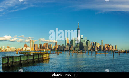 View to Manhattan Skyline from New Jersey, USA Stock Photo