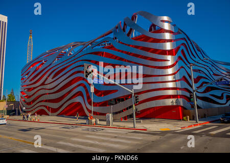 Los Angeles, California, USA, AUGUST, 20, 2018: The Petersen Automotive Museum is located on Wilshire Boulevard along Museum Row in the Miracle Mile neighborhood of Los Angeles Stock Photo