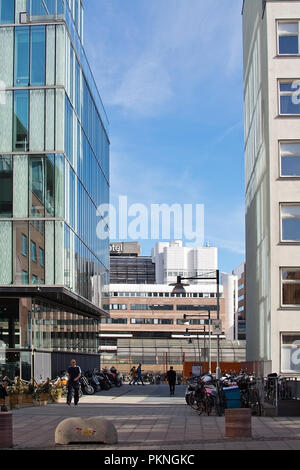 STOCKHOLM, SWEDEN - SEPTEMBER 13, 2018: Modern office glass architecture in central Stockholm on September 13, 2018 in Stockholm, Sweden. Stock Photo