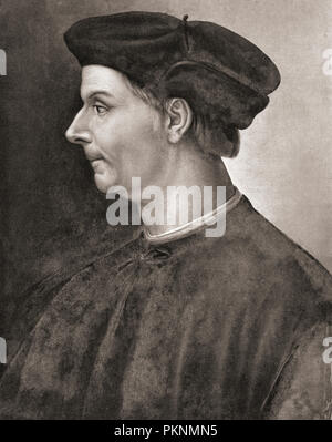 Niccolò di Bernardo dei Machiavelli,1469 – 1527.  Italian diplomat, politician, historian, philosopher, humanist and writer of the Renaissance period. Stock Photo