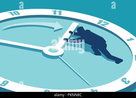 Vector of a businessman trying to stop the time Stock Vector