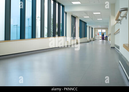 Hospital corridor, Colchester General Hospital. Stock Photo