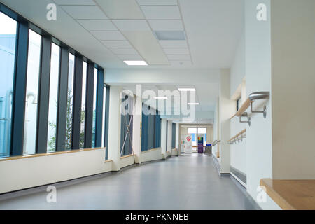 Hospital corridor, Colchester General Hospital. Stock Photo