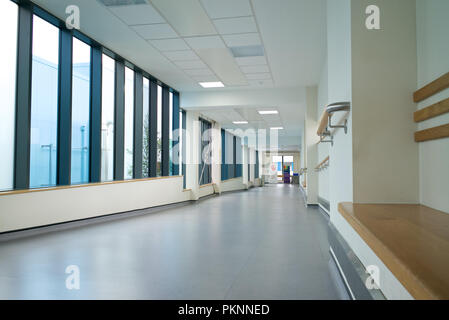 Hospital corridor, Colchester General Hospital. Stock Photo