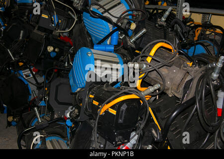 light equipment stacked on top Stock Photo