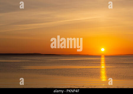 Sunset over the Menai Straits on the North Wales coast Stock Photo