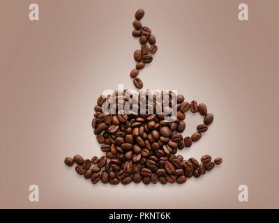 Coffee beans in a cup shape. Stock Photo