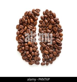 Coffee beans in a coffee bean shape. Stock Photo