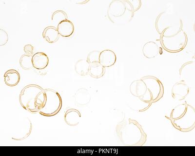 Coffee cup stains, high angle view. Stock Photo
