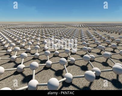 Molecular model of sheets of silicene showing buckled structure ...