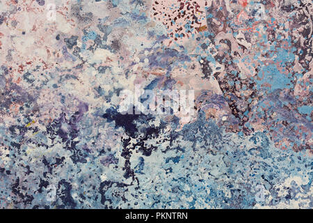 Macro close up of blue colors oil paint. Stock Photo