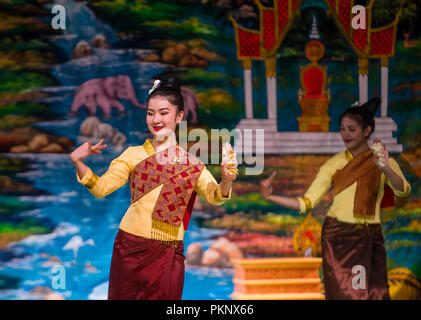 Laotian dancers perform in the Royal Ballet Theatre in Luang Prabang Laos Stock Photo