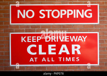 No Stopping Keep Driveway Clear at all Times sign. Stock Photo