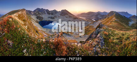 Mountain landcape panorama at summer with lake in Tatras, Poland Stock Photo