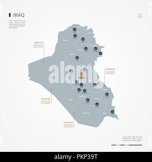 Iraq map with borders, cities, capital and administrative divisions. Infographic vector map. Editable layers clearly labeled. Stock Vector